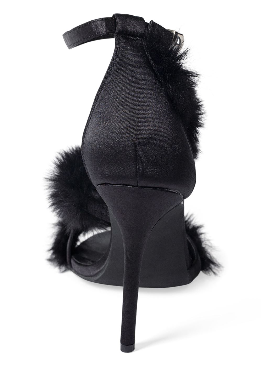 Venus Faux-Fur High Heel Sandals in Black