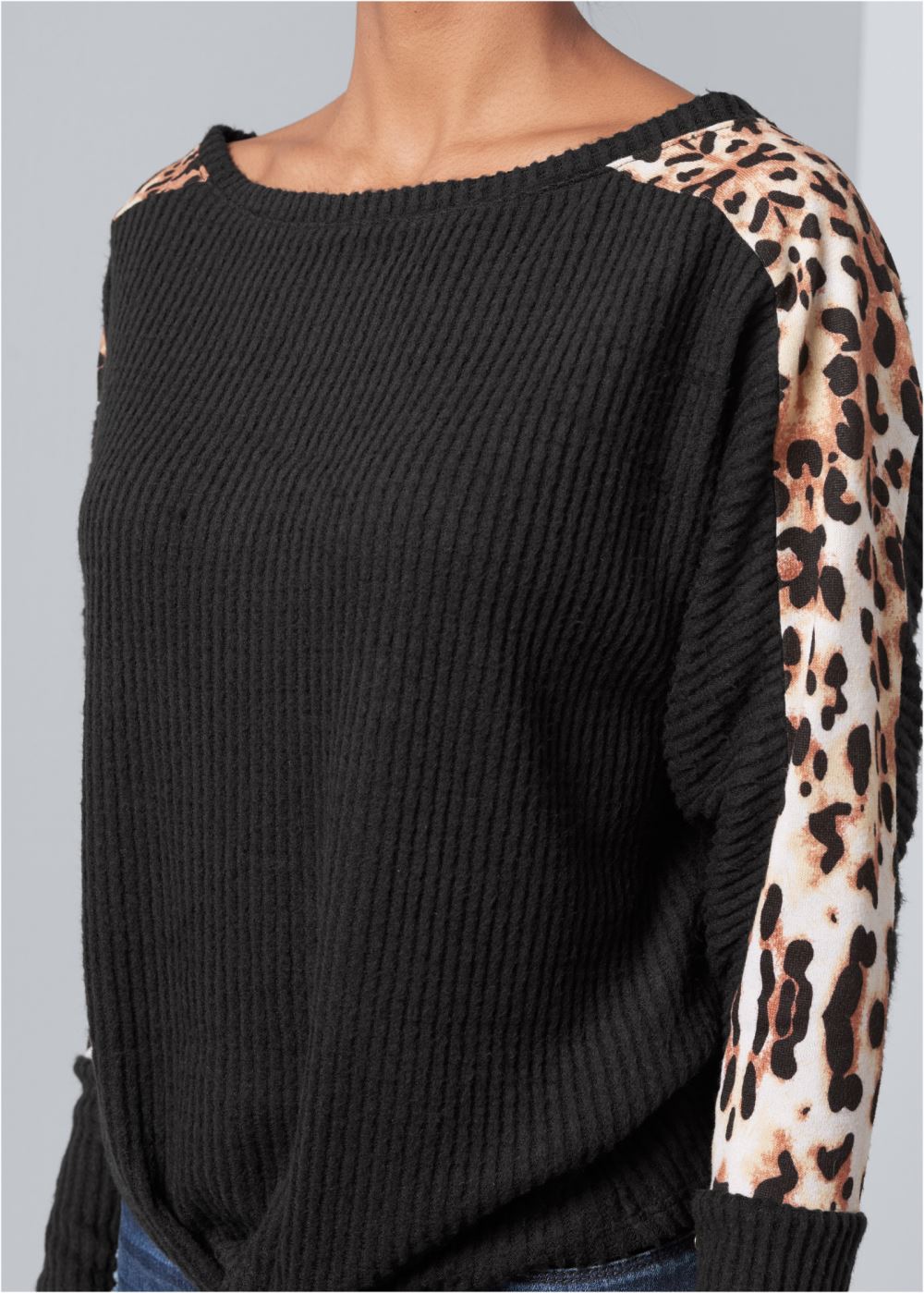 Venus Print Stripe Lounge Top in Black Multi