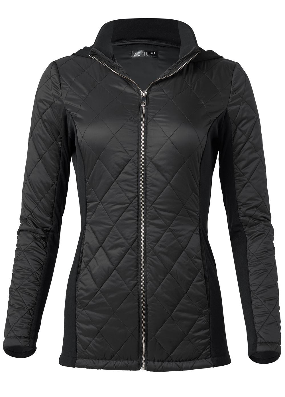 Venus Quilted Puffer Jacket in Black