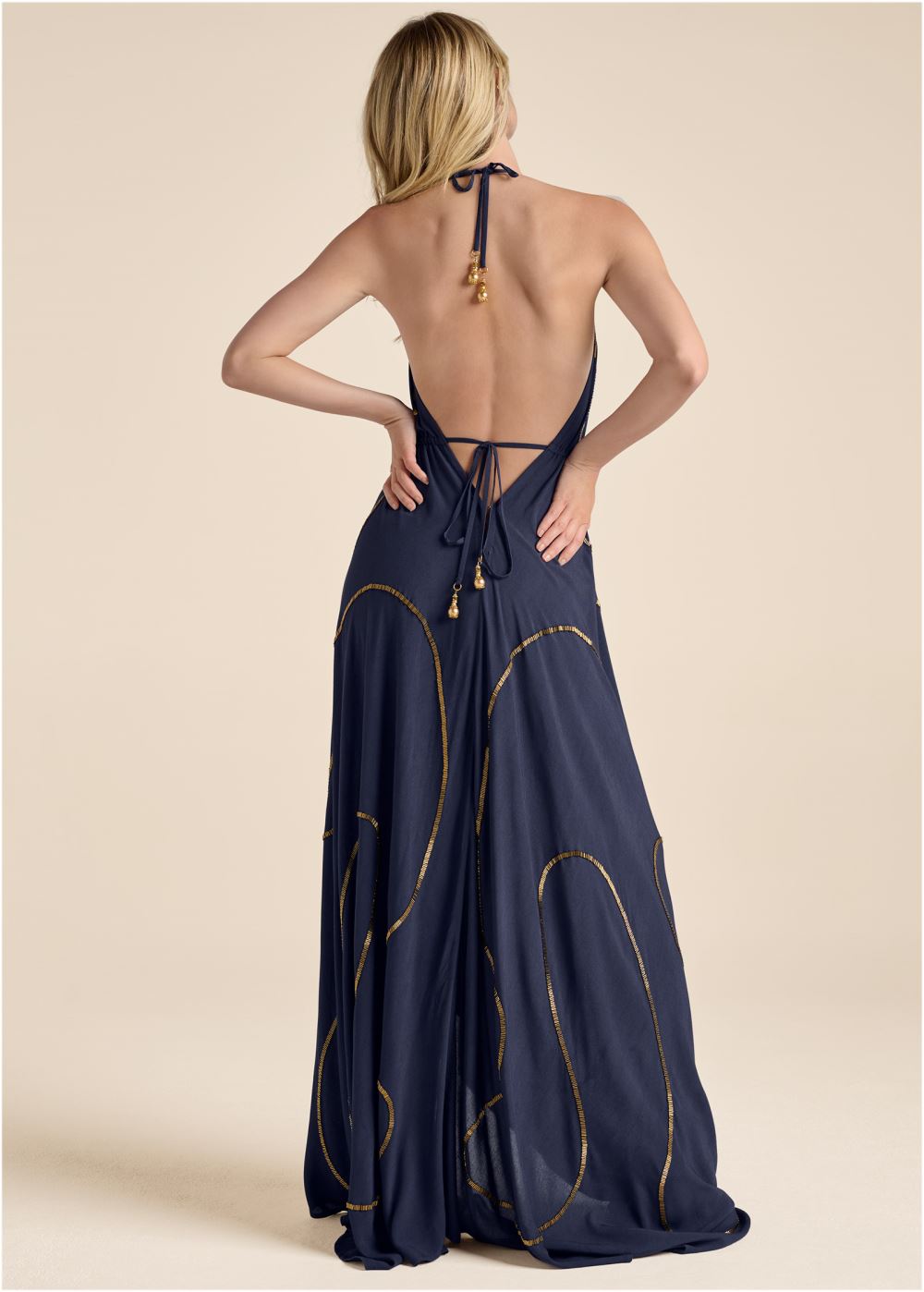 Venus Beaded Maxi Dress - Navy