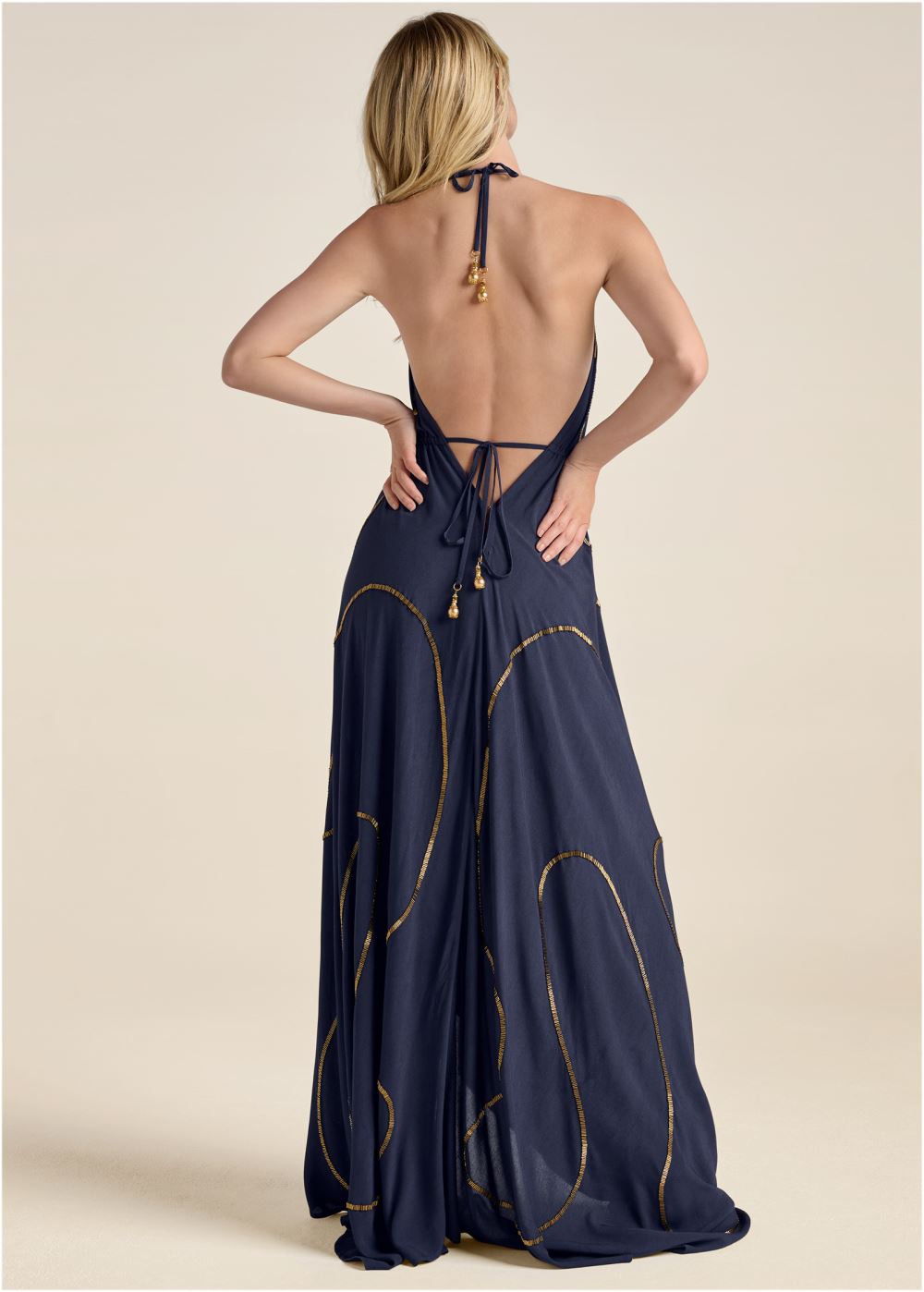 Venus Beaded Maxi Dress - Navy