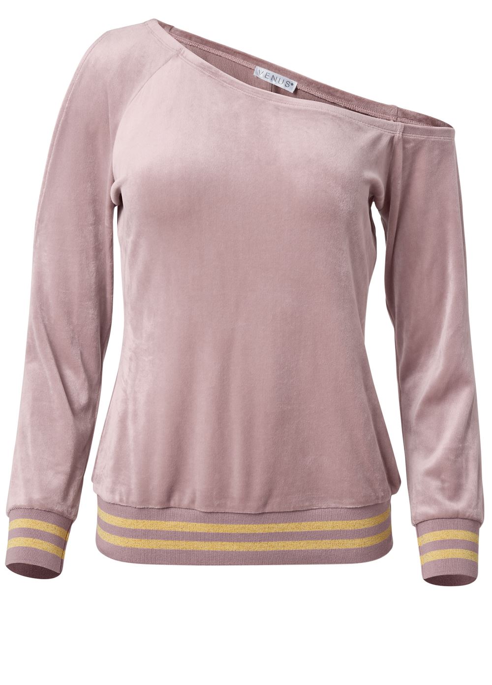 Venus Velour Off-Shoulder Top in Light Pink