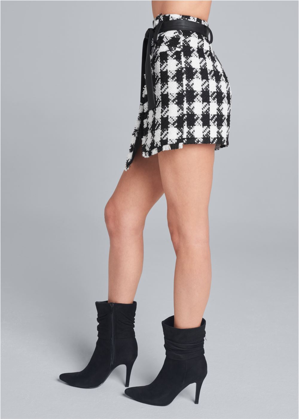 Venus Tweed Skort With Belt - Black & White
