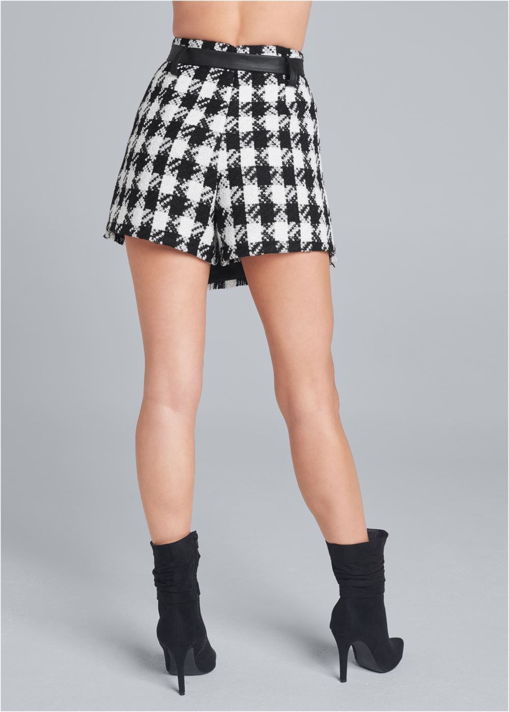 Venus Tweed Skort With Belt - Black & White