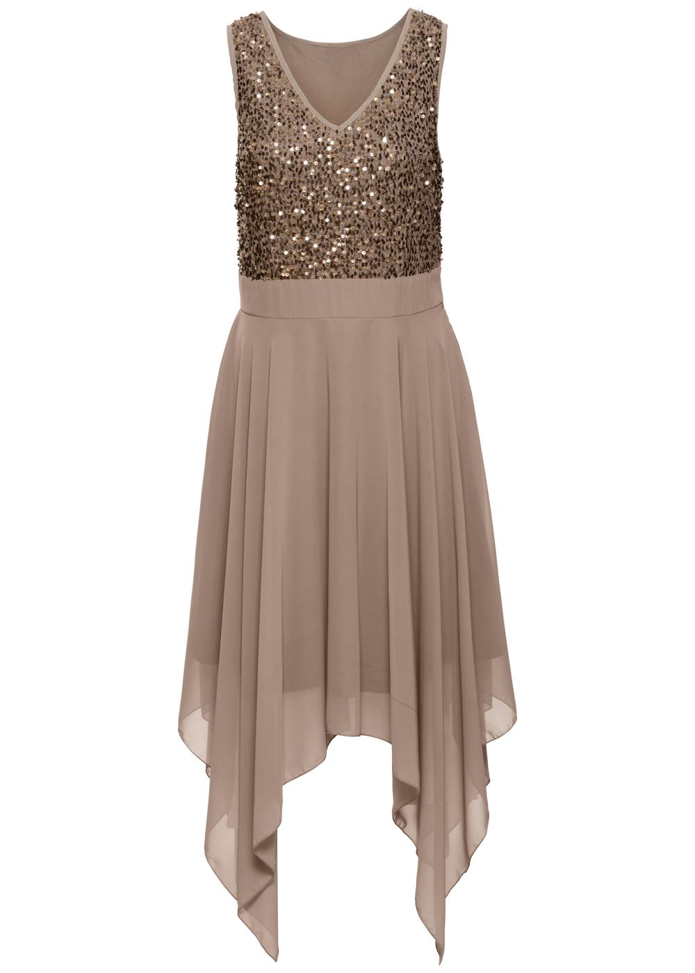 Venus Sequin Detail Party Dress - Taupe