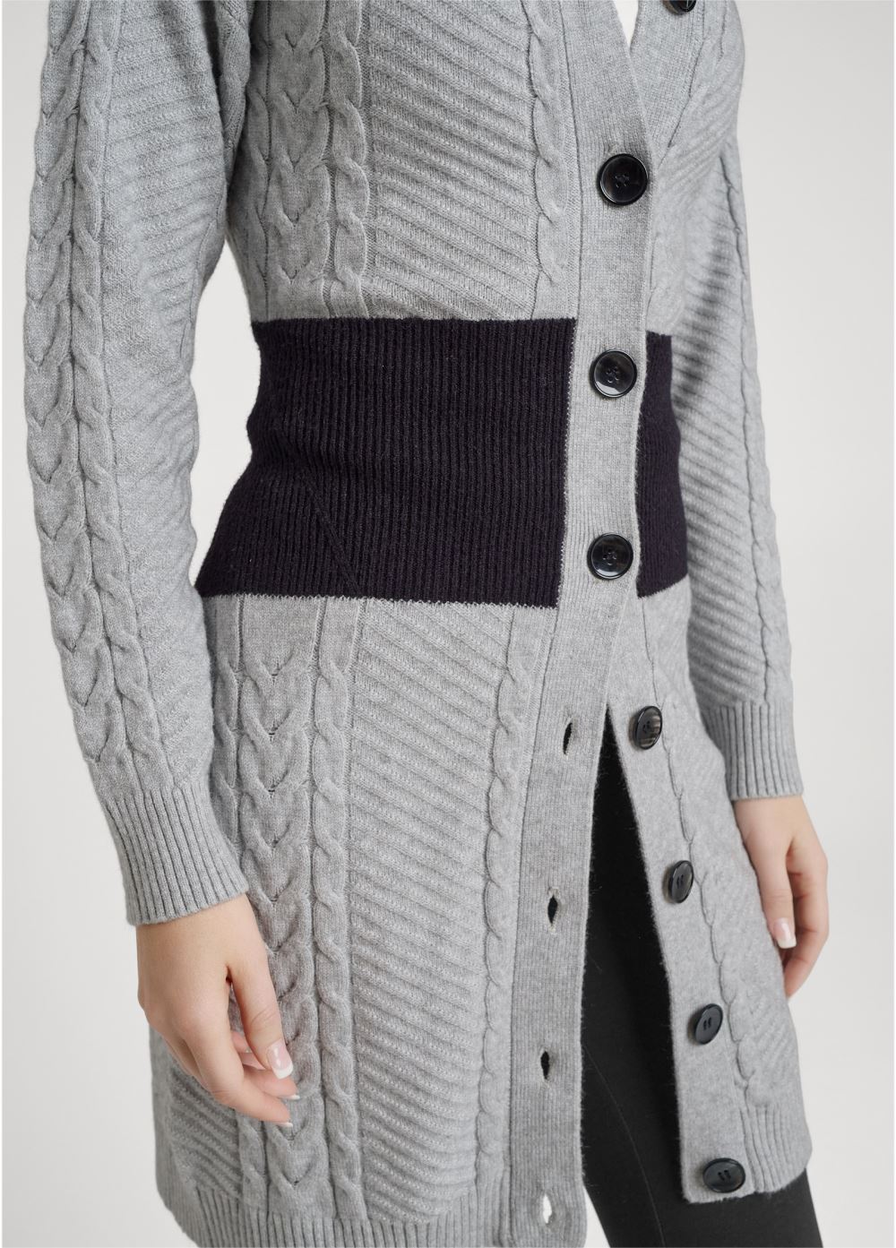 Venus VENUS | Colorblock Cardigan in Grey Multi
