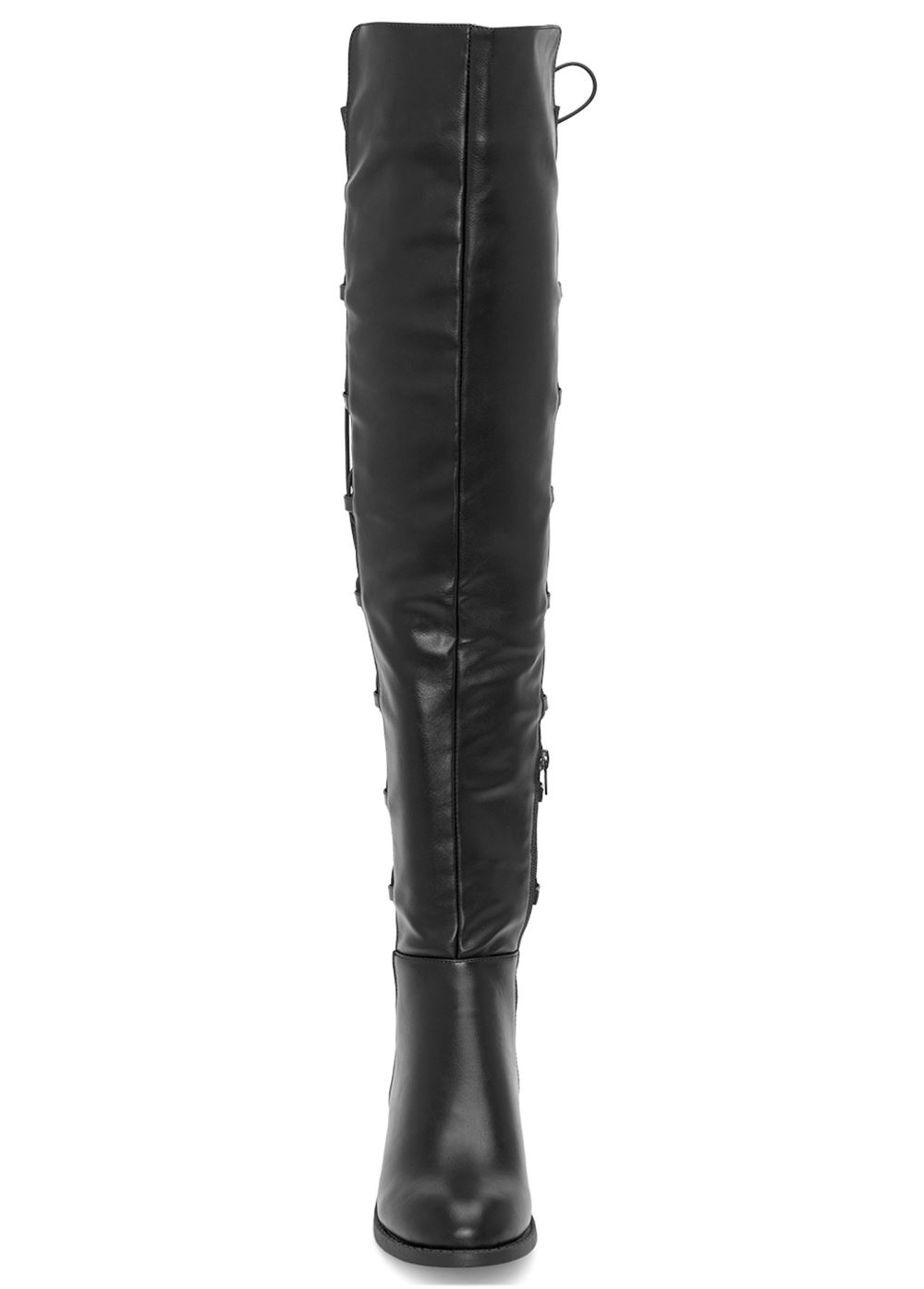 Venus Lace-Up Back Detail Boots in Black