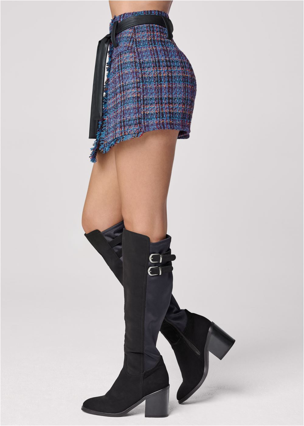 Venus Belted Tweed Skort - Navy Multi