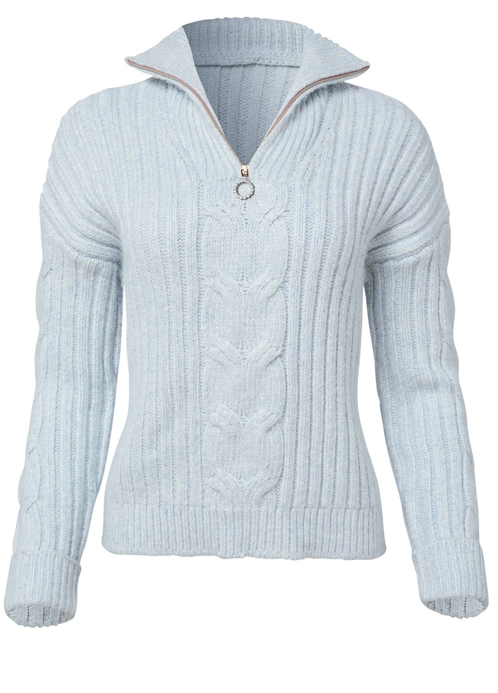 Venus VENUS | Quarter Zip Sweater in Heathered Blue