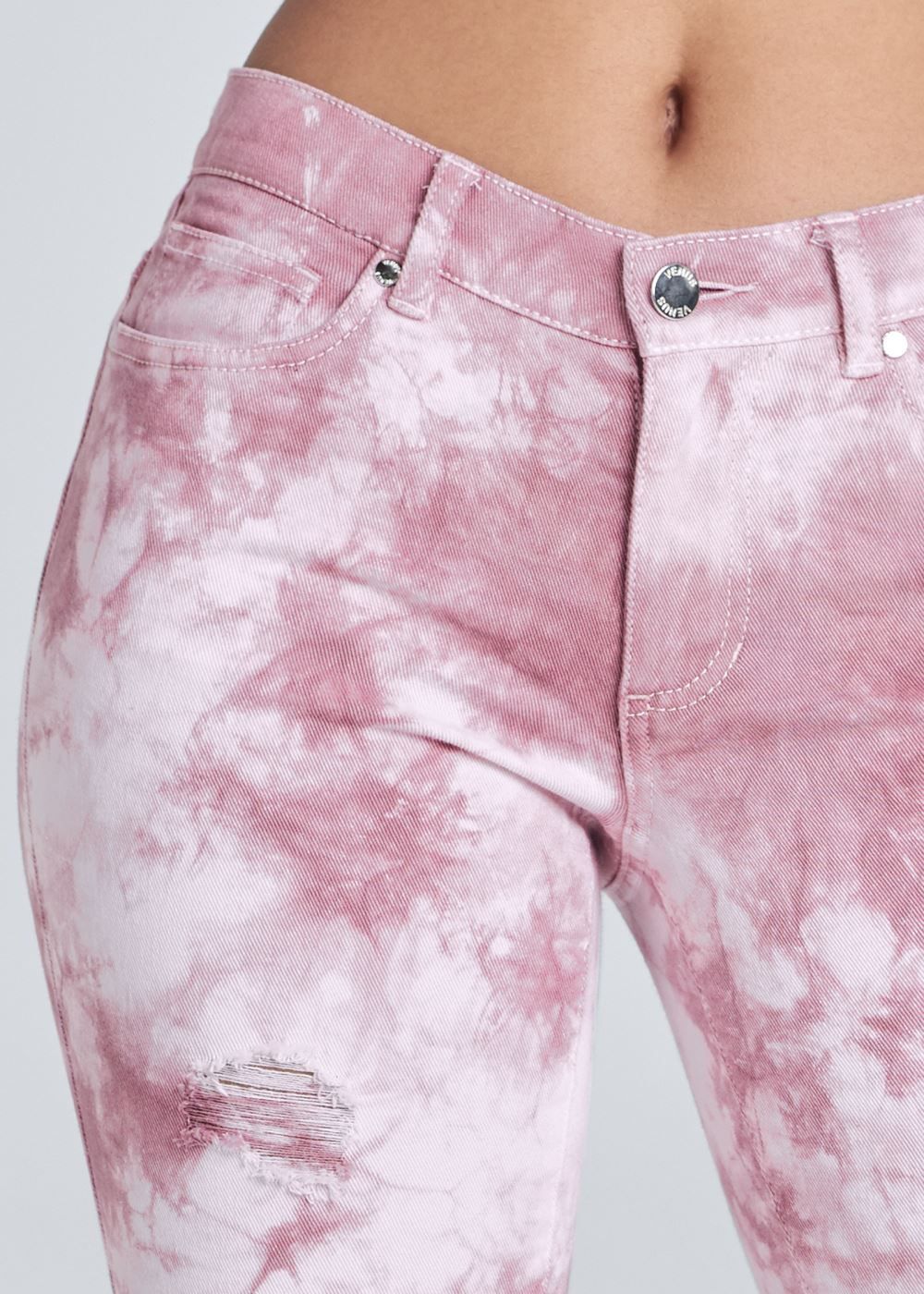 Venus Ripped Tie Dye Skinny Jeans in Pink Multi