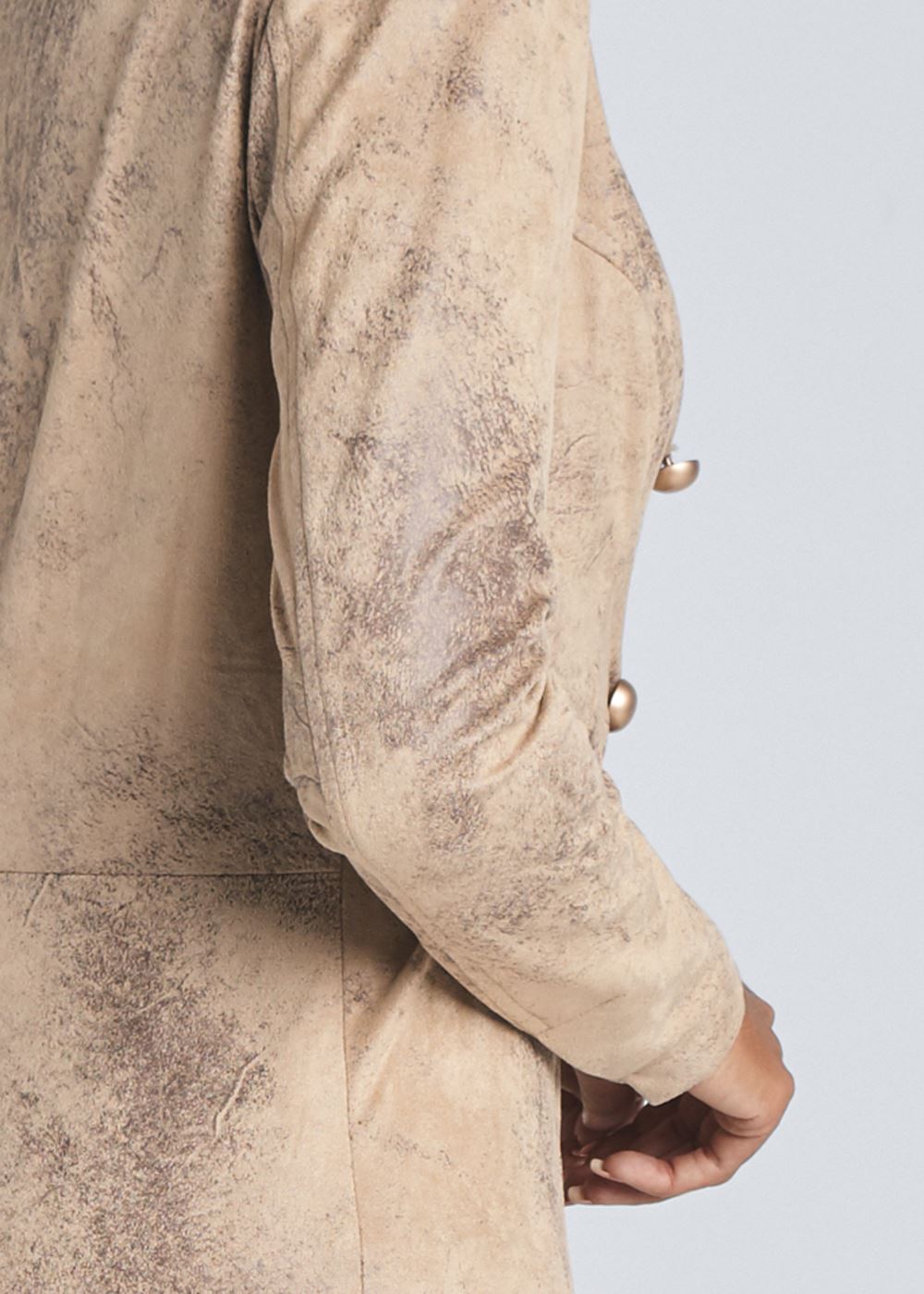 Venus High-Low Faux-Suede Blazer in Brown Multi