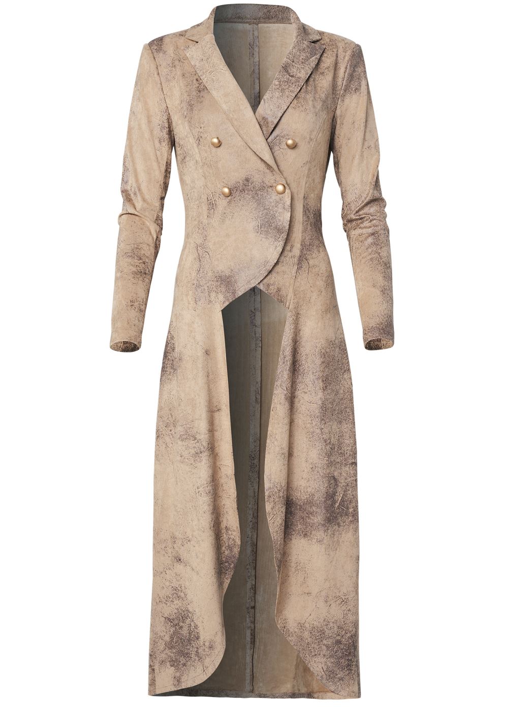 Venus High-Low Faux-Suede Blazer in Brown Multi