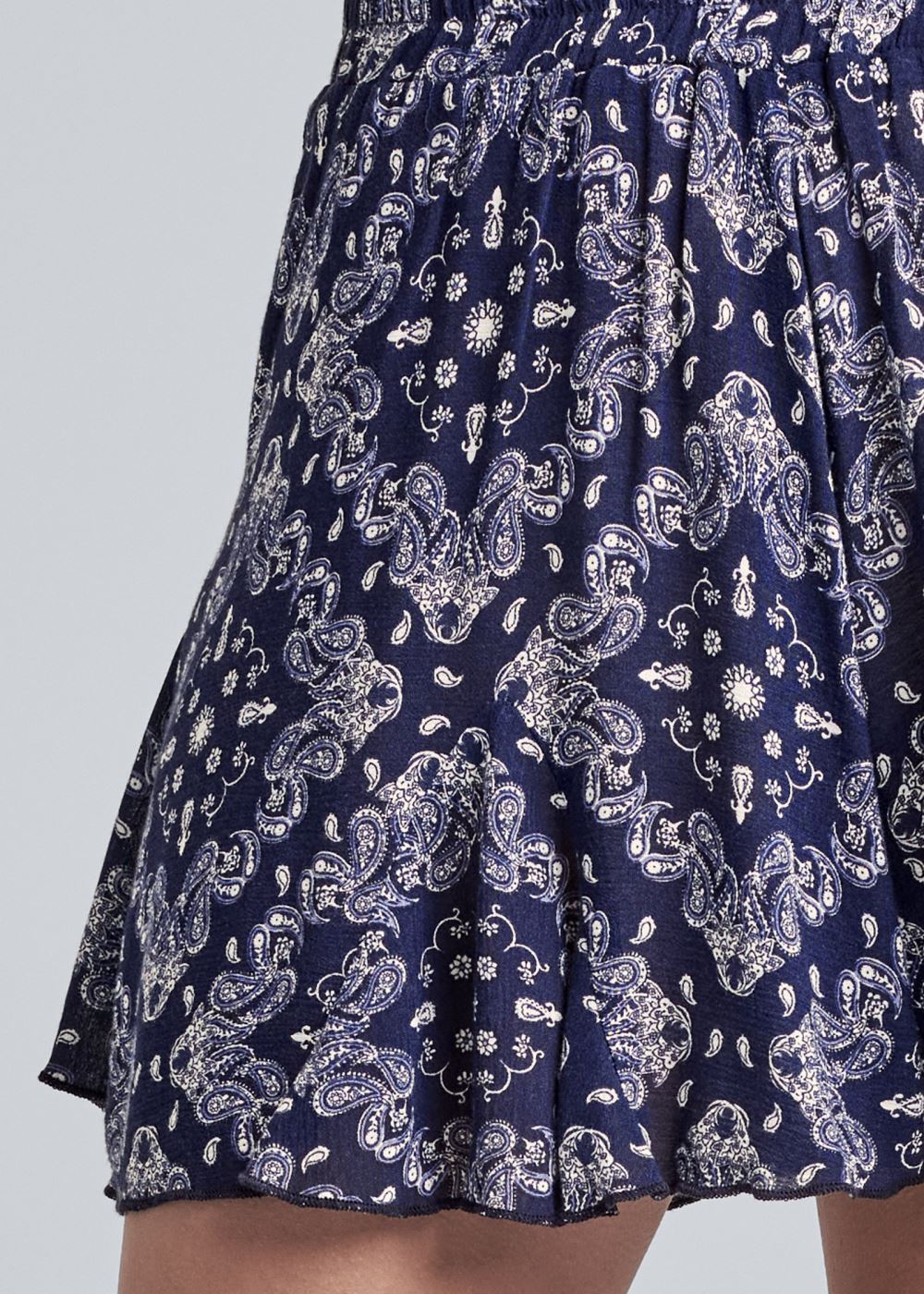 Venus Paisley Print Ruffle Shorts - Navy Multi
