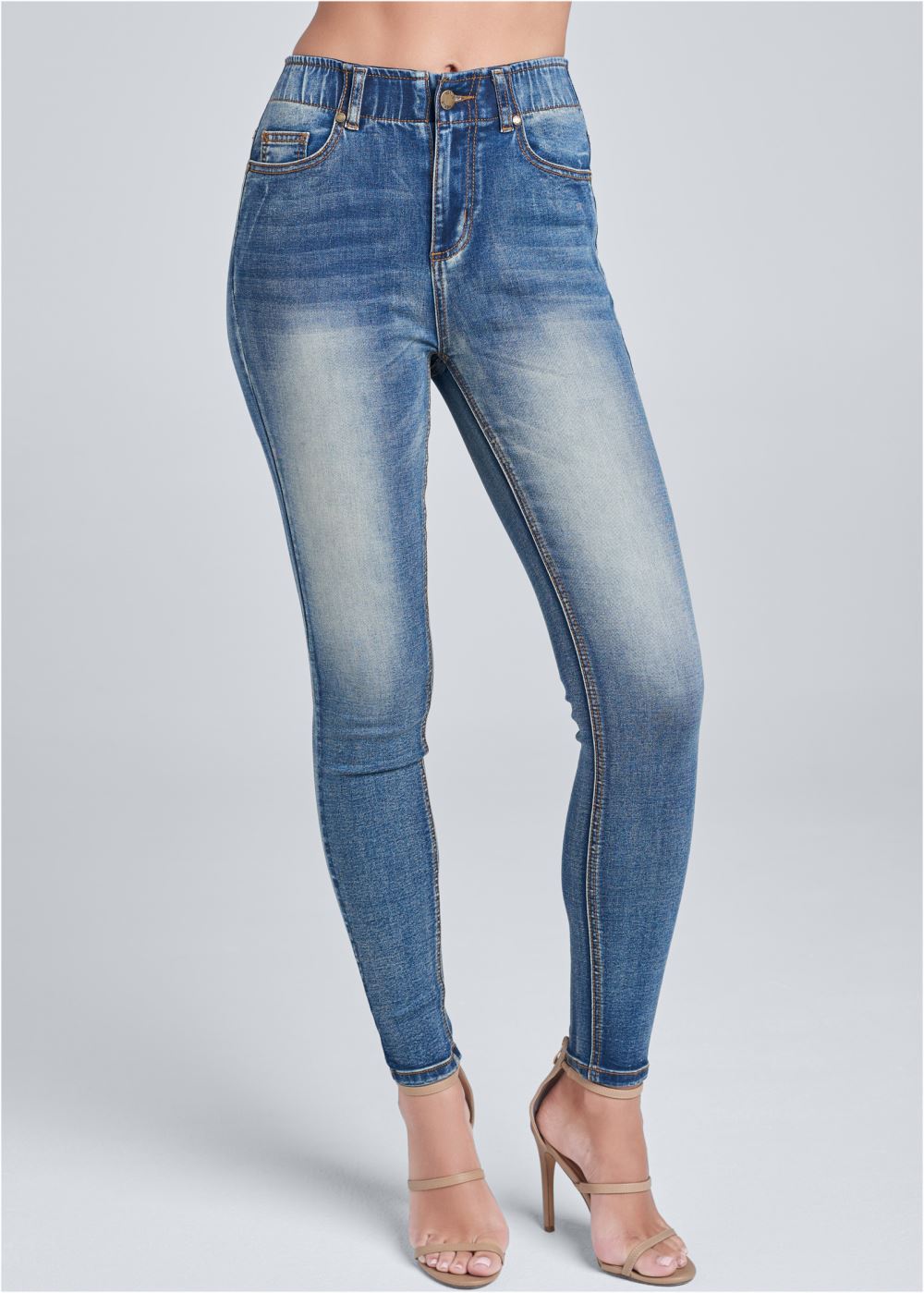 Venus Medium Wash ELASTIC WAISTBAND JEANS