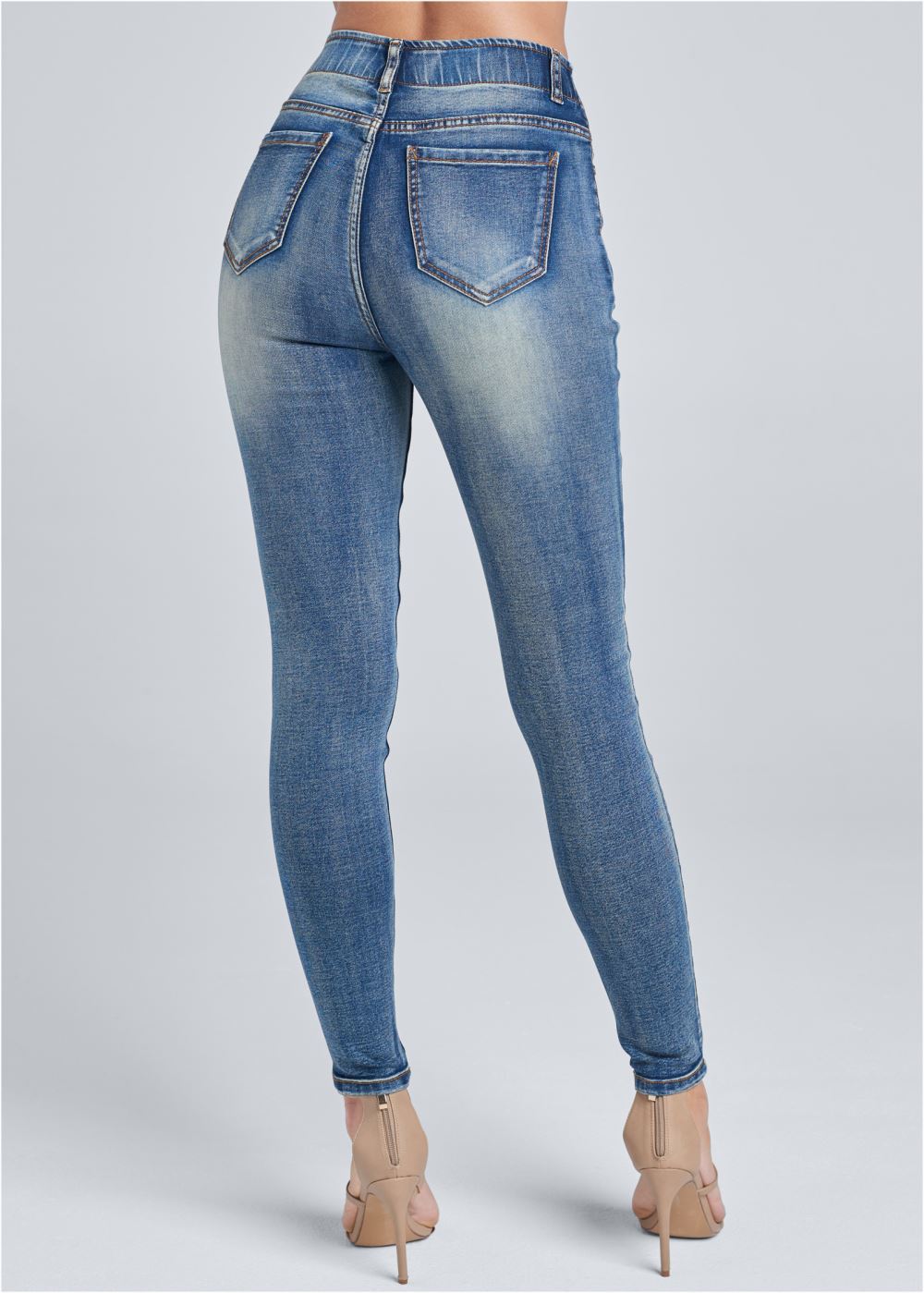 Venus Medium Wash ELASTIC WAISTBAND JEANS