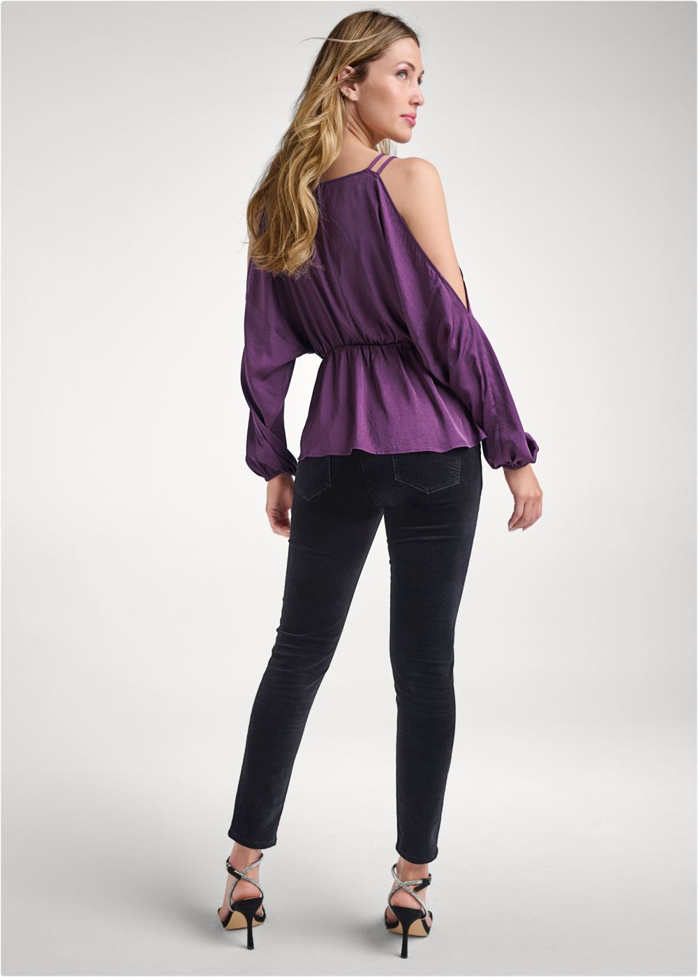 Venus Surplice Cutout Strap Top in Purple