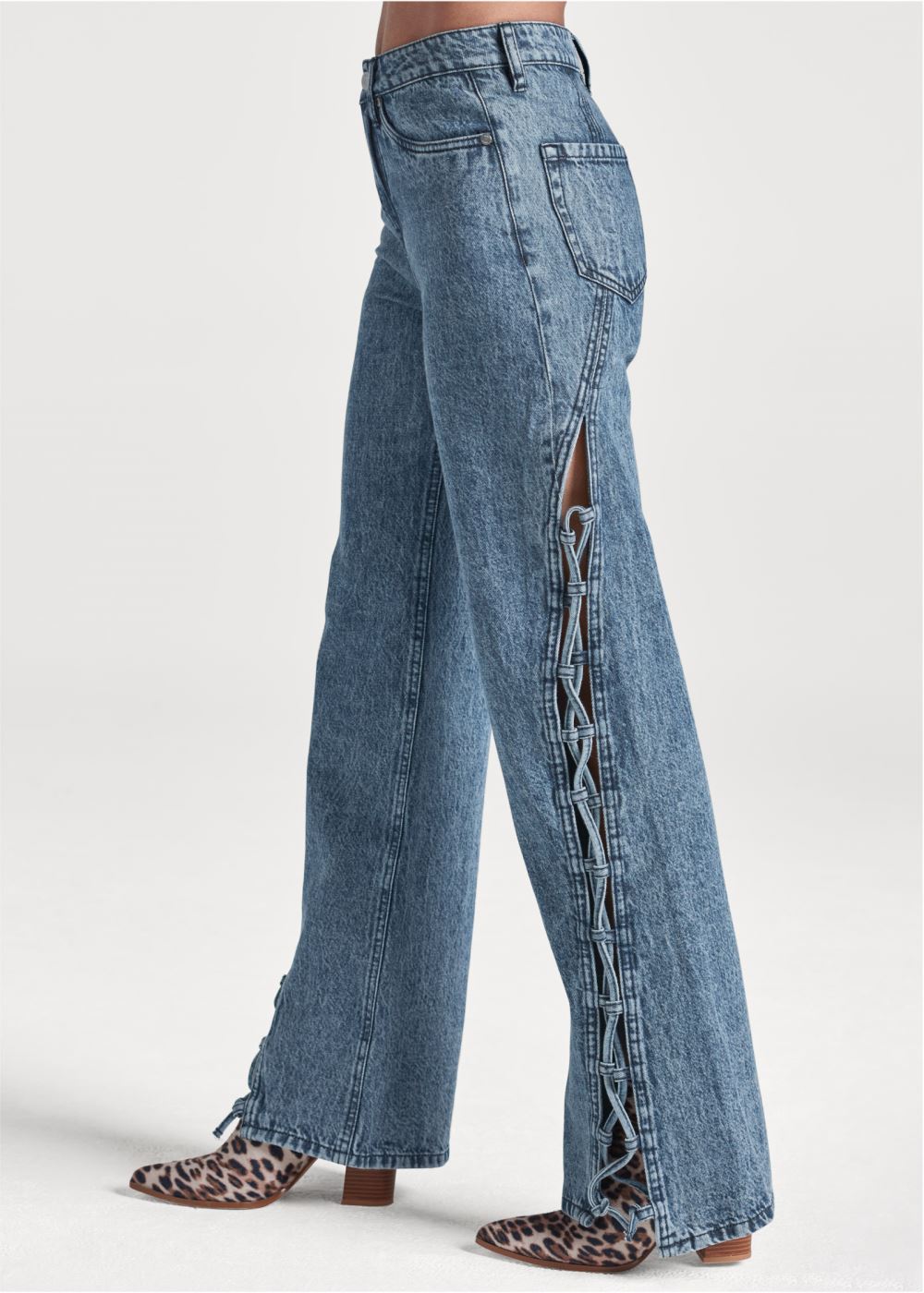 Venus Dark Cool Wash New Vintage Lace-Up Jeans