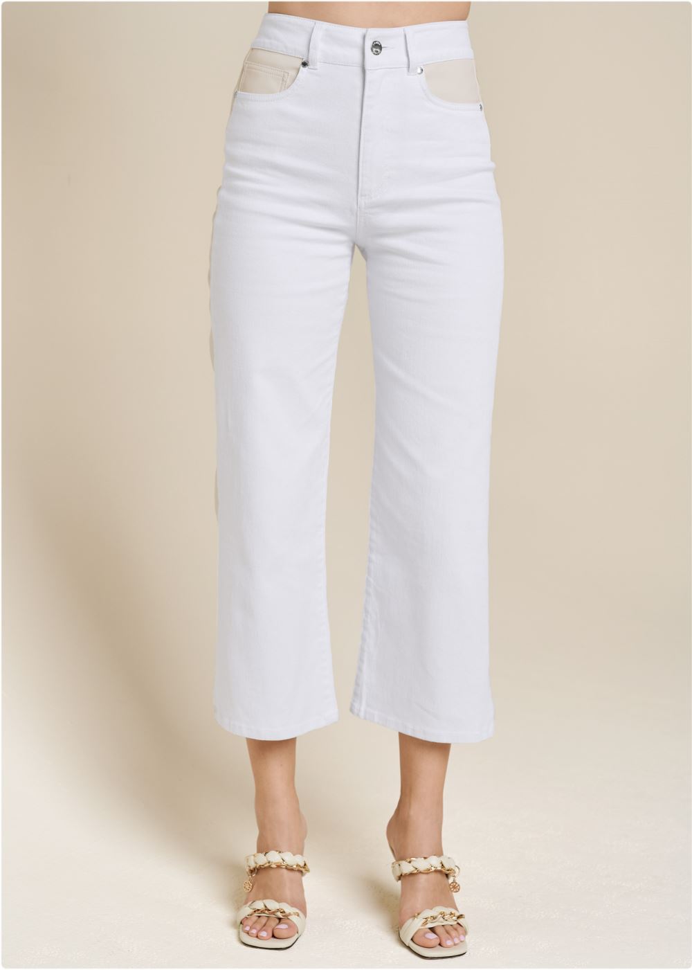 Venus White Multi STRAIGHT LEG PANEL JEANS