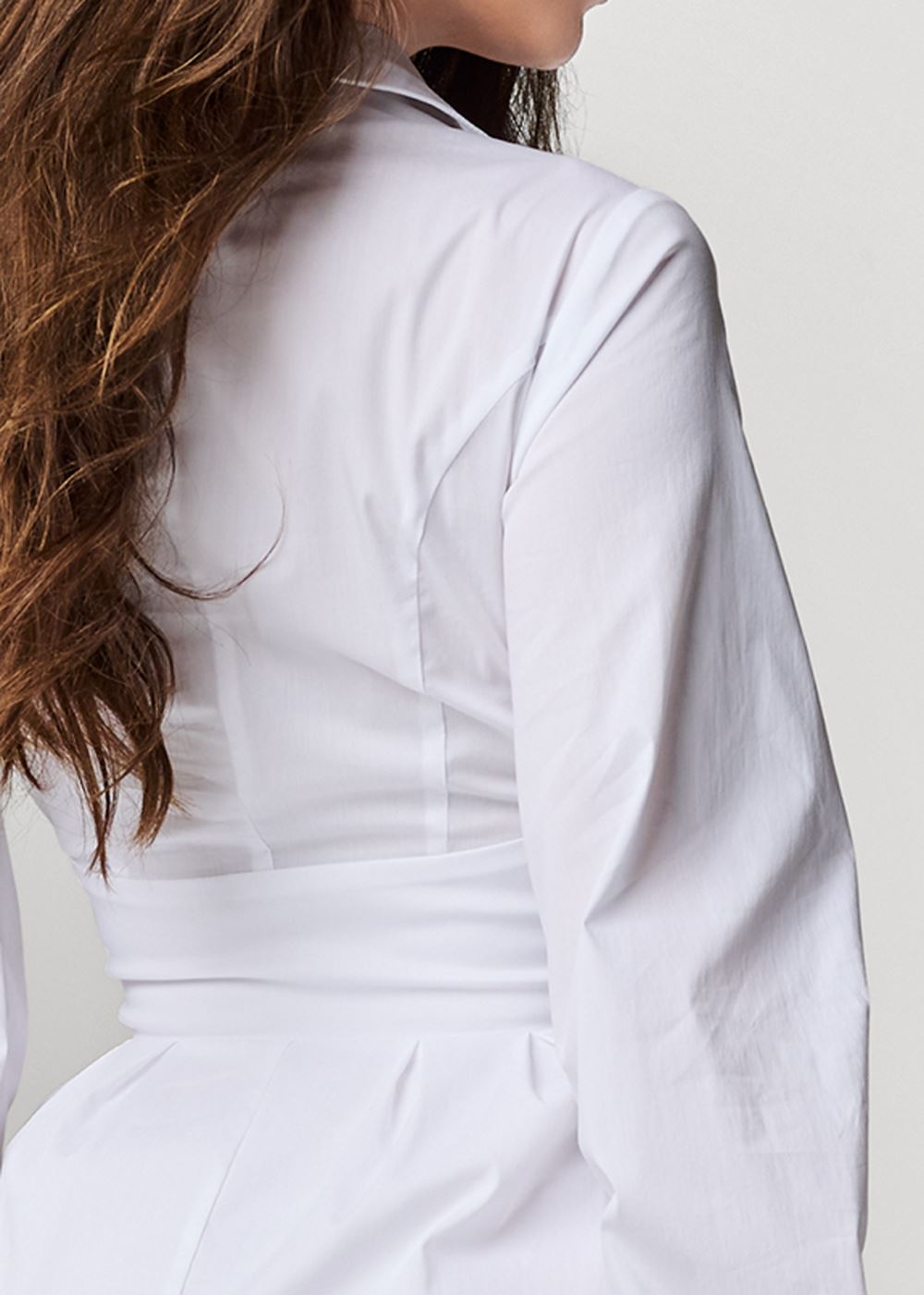 Venus Corset Waist Shirt Dress - White