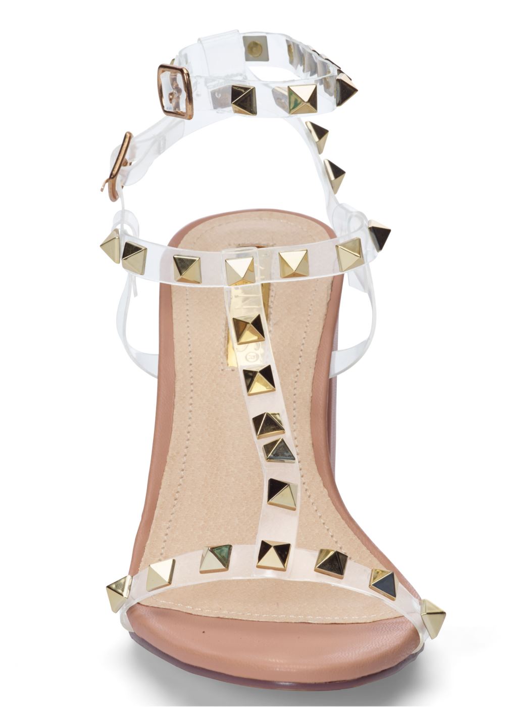Venus Transparent Studded Heels in Nude
