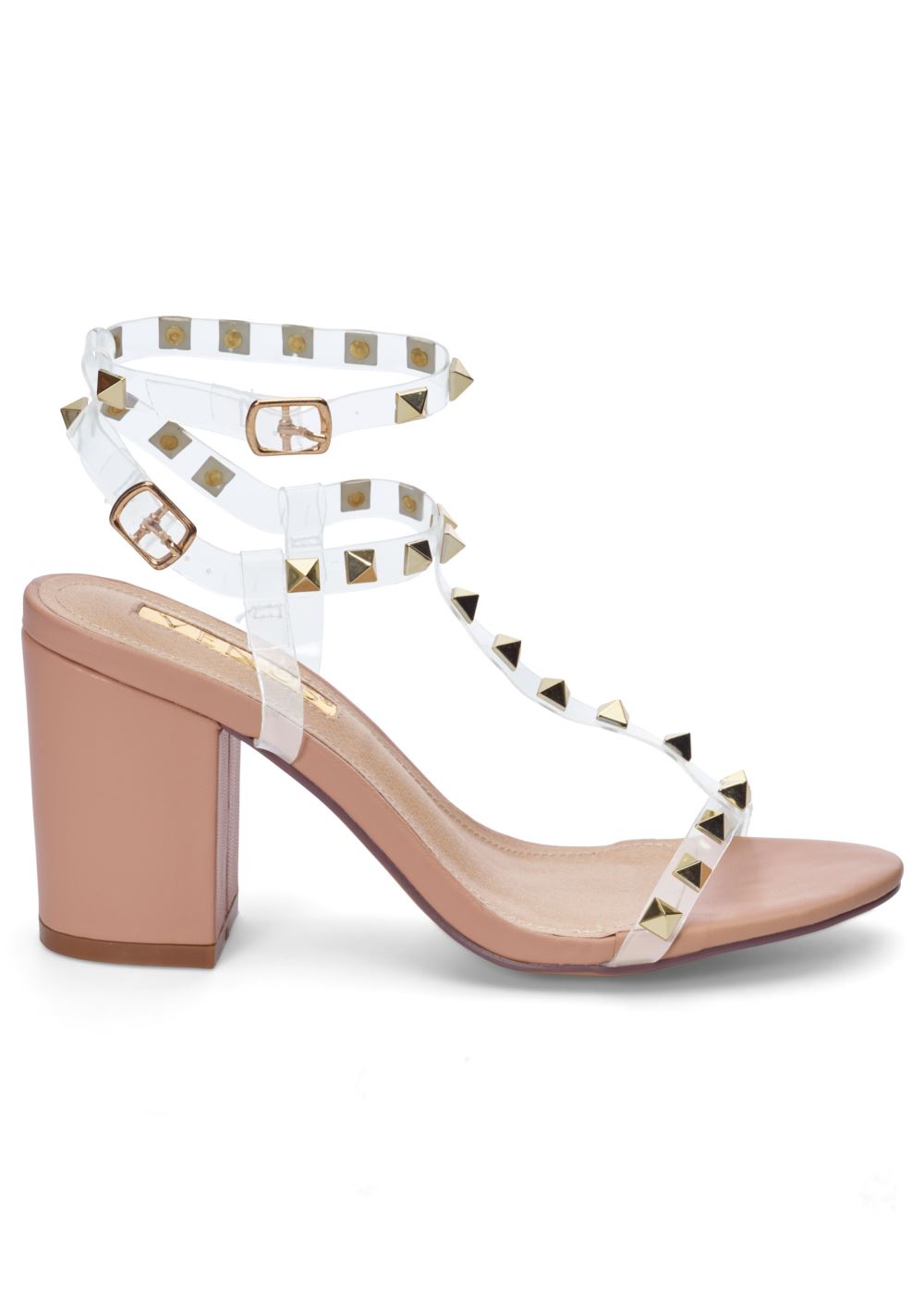 Venus Transparent Studded Heels in Nude