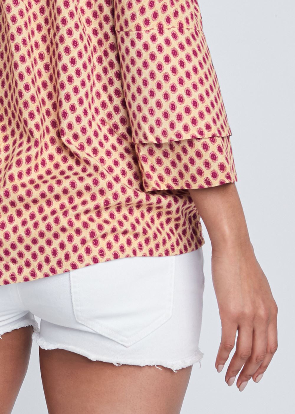 Venus Off-The-Shoulder Top in Beige Multi