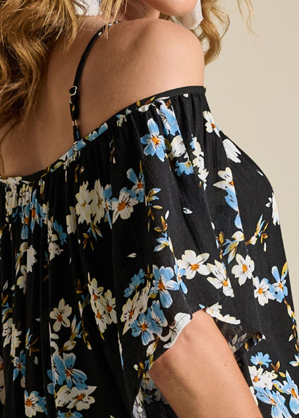 Venus Cold Shoulder Top in Black Multi