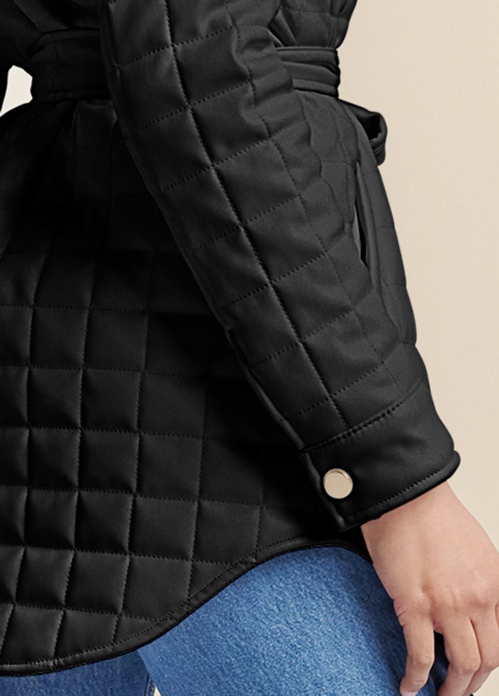 Venus Faux-Leather Shacket in Black