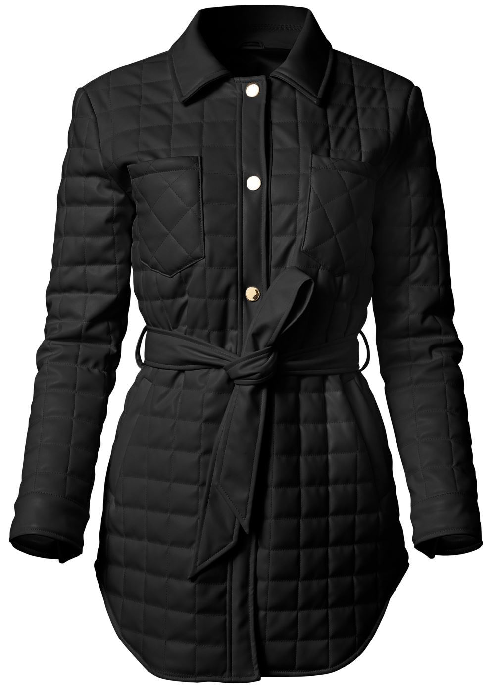 Venus Faux-Leather Shacket in Black
