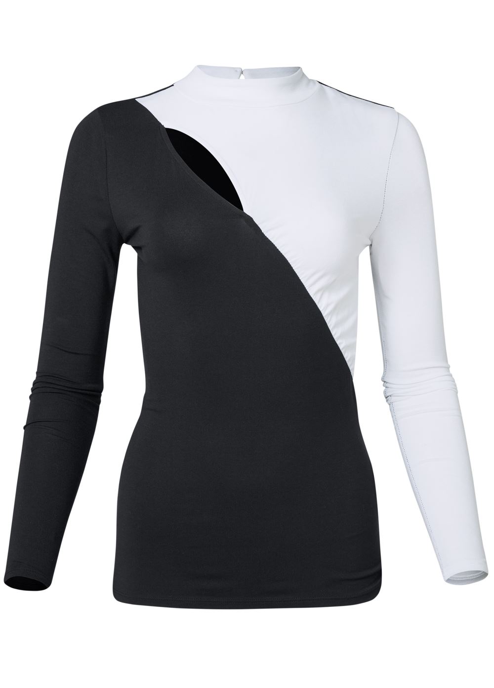 Venus Asymmetrical Colorblock Top in Black & White