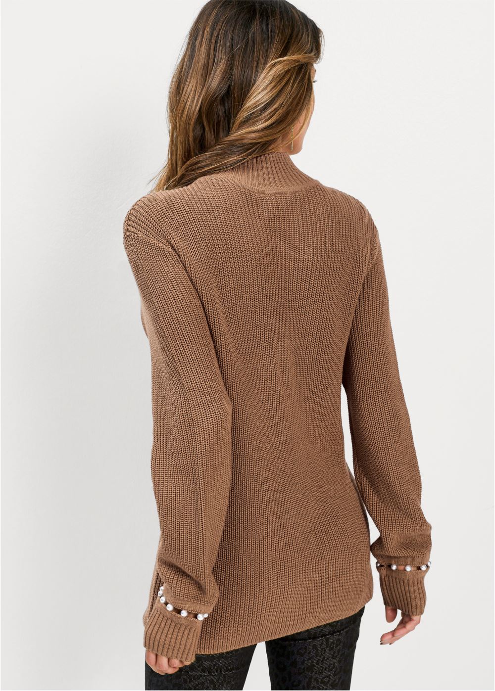 Venus VENUS | Pearl Detail Sweater in Camel