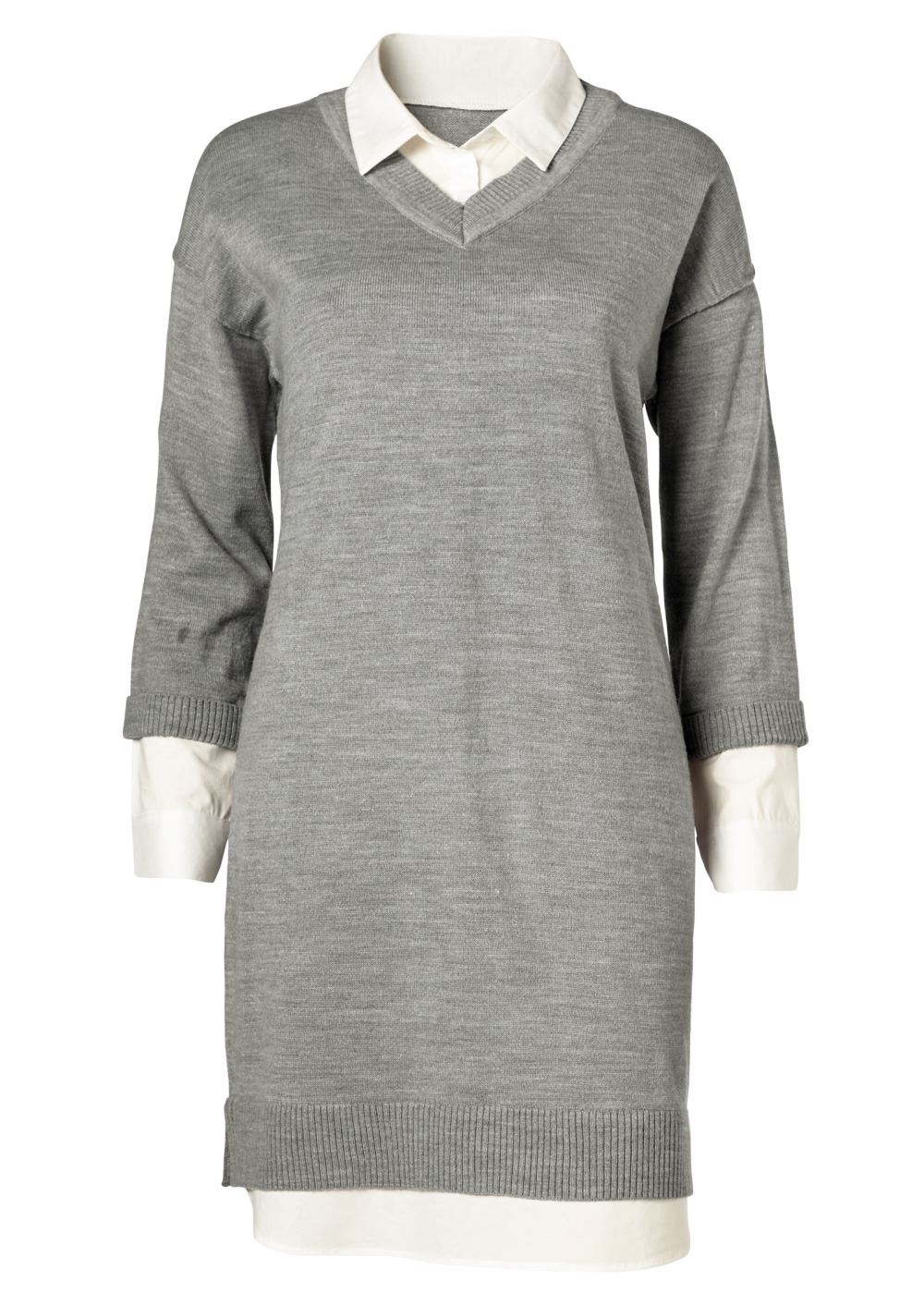 Venus Layered Sweater Dress - Heather Grey Multi