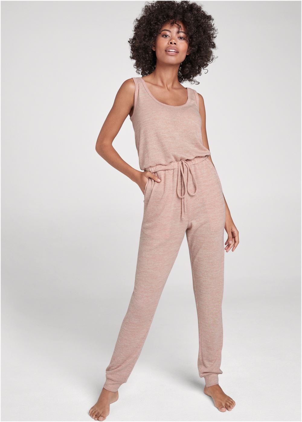 Venus Cozy Hacci Jumpsuit in Pink