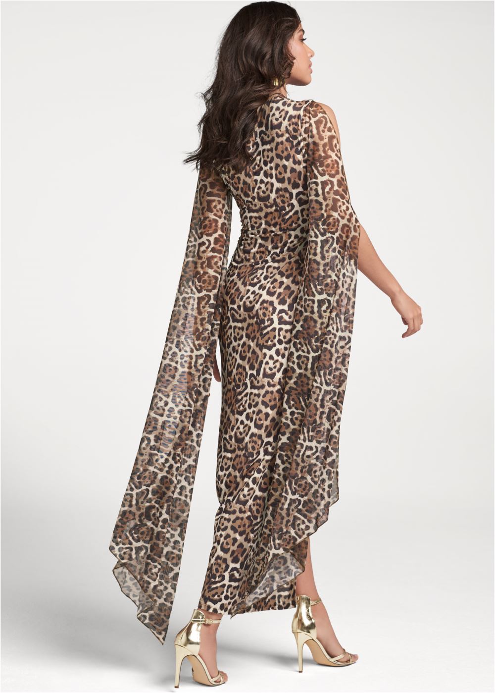 Venus Exaggerated Sleeve Dress - Brown Multi
