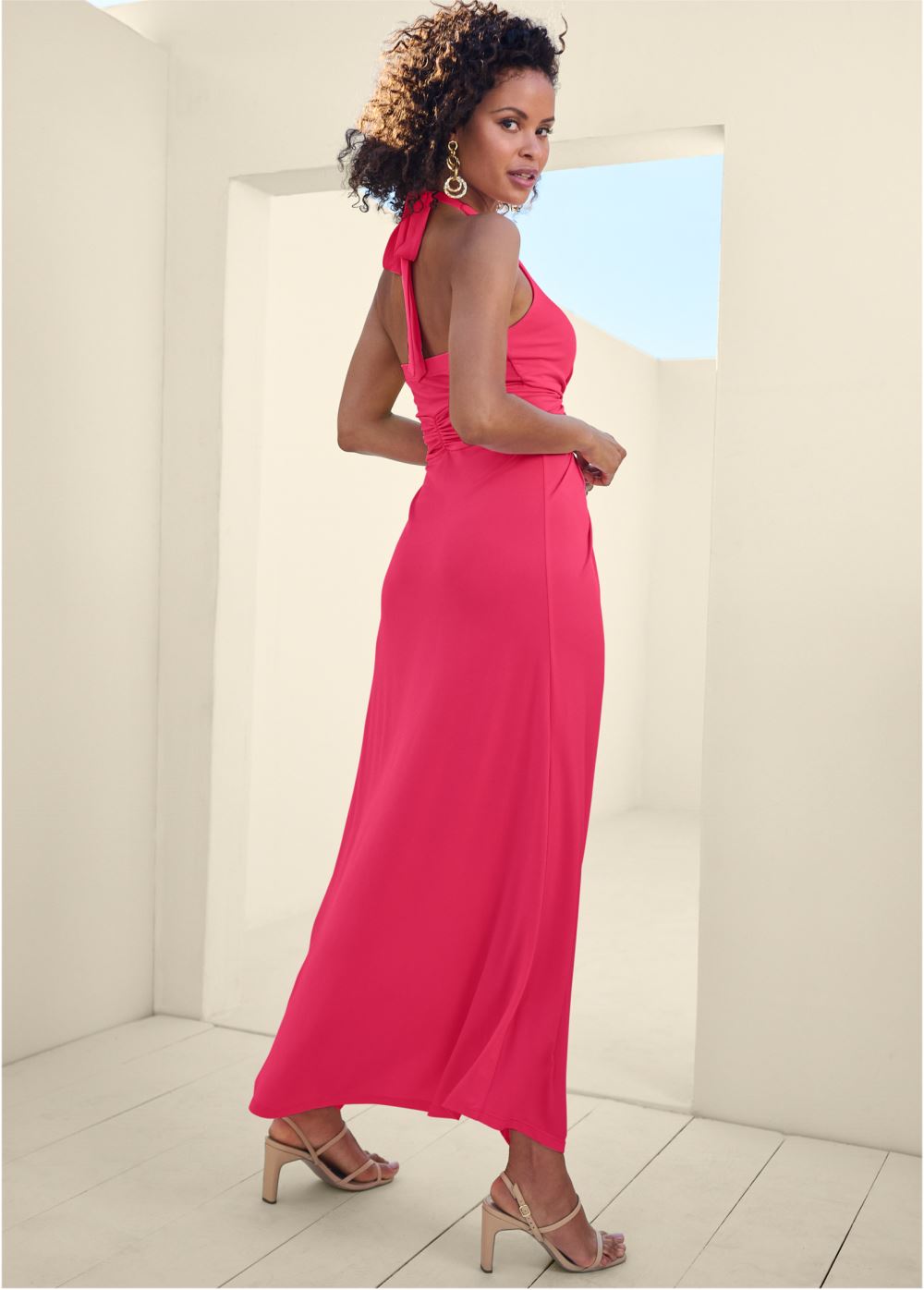 Venus Plunging Maxi Dress - Red