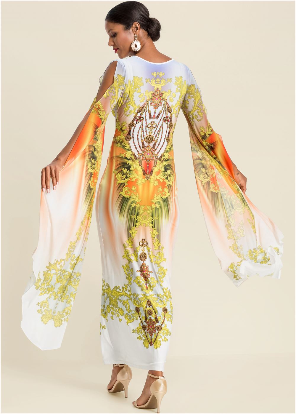 Venus Exaggerated Sleeve Dress - Yellow Multi