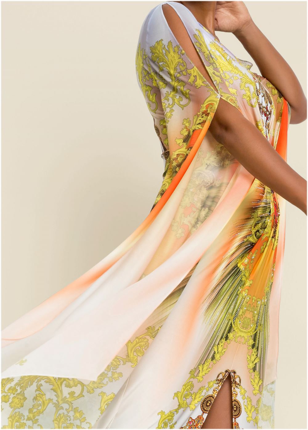 Venus Exaggerated Sleeve Dress - Yellow Multi