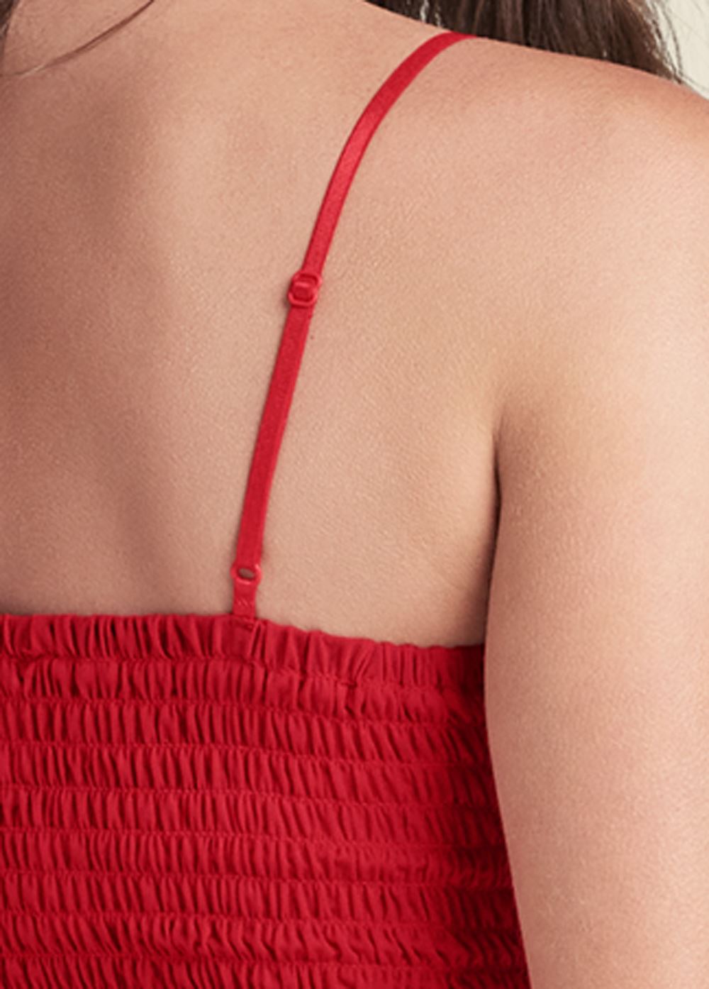 Venus Smocked Mesh Top in Red