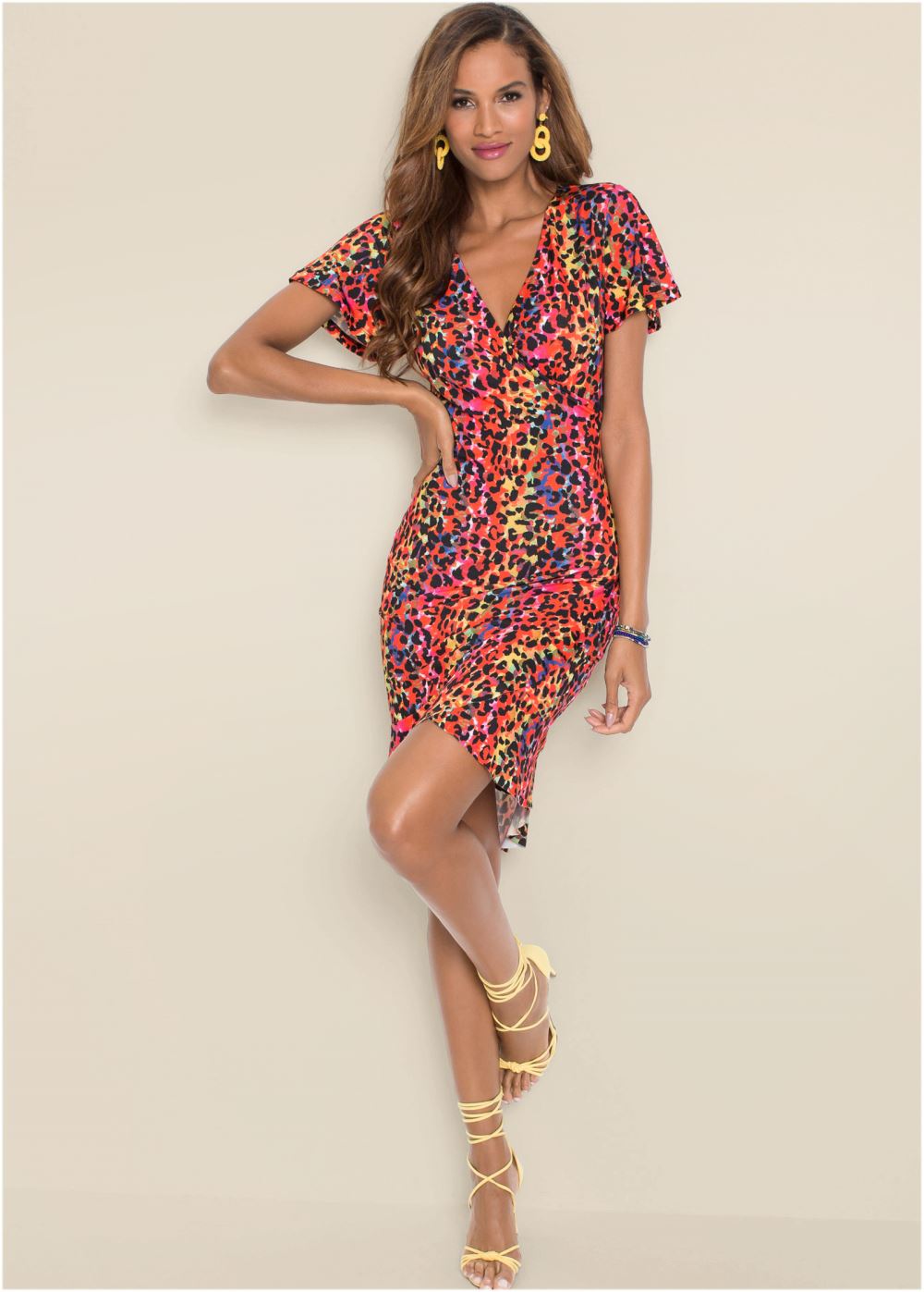 Venus Leopard Printed Dress - Pink Multi