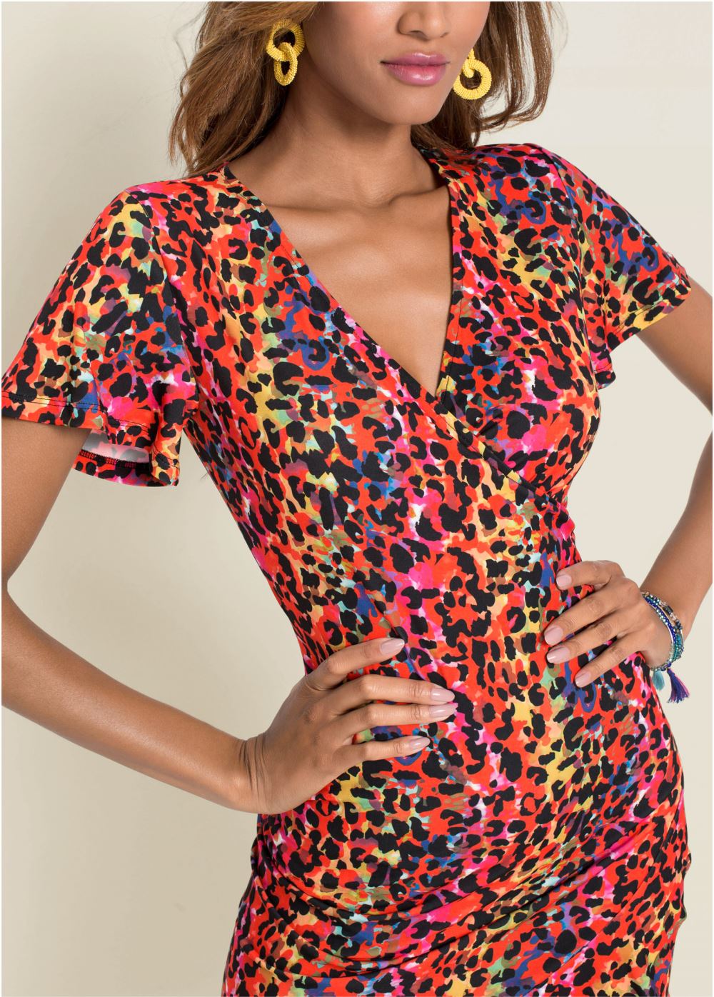 Venus Leopard Printed Dress - Pink Multi