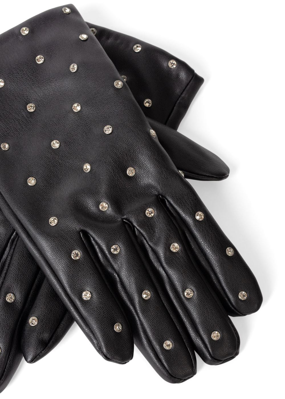 Venus Faux-Leather Studded Gloves in Black Multi