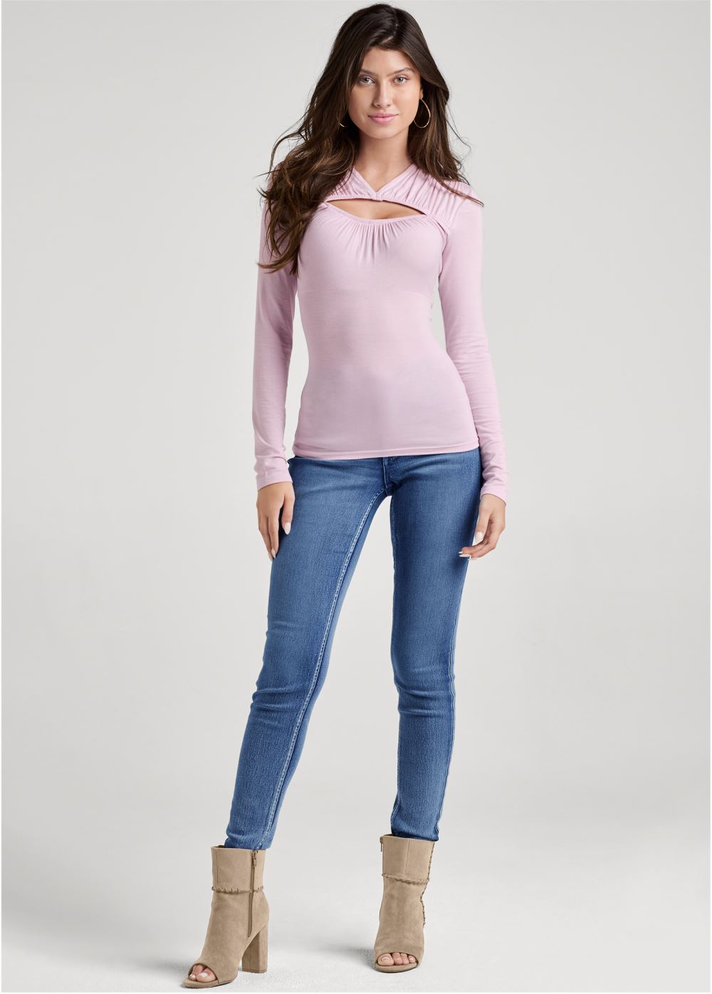Venus Ruched Cutout Top in Lilac