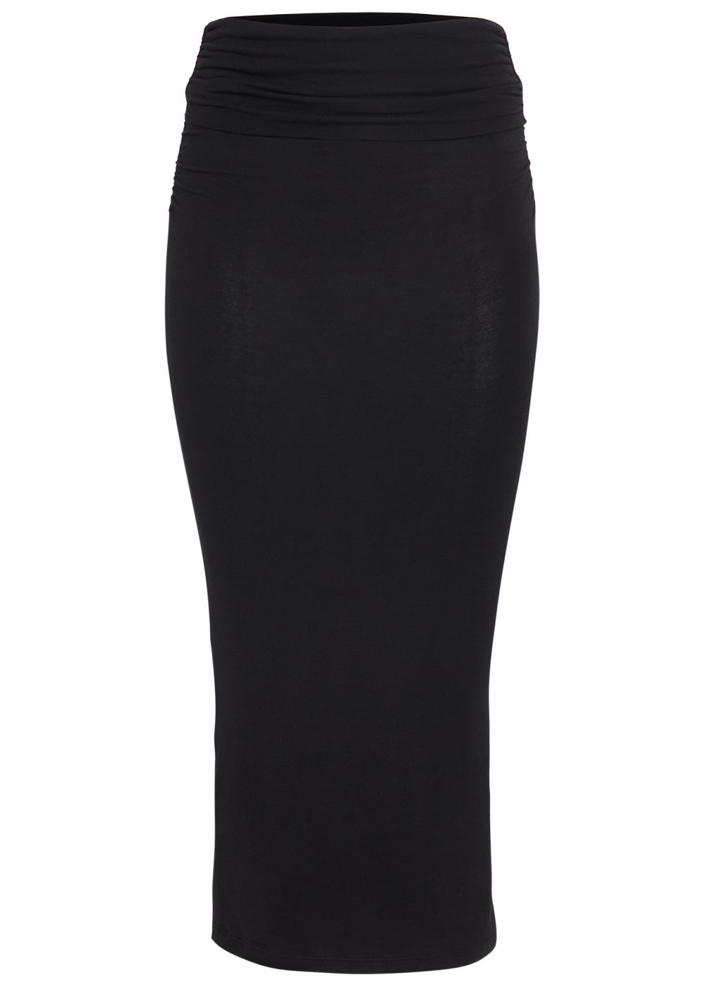 Venus Gathered Waist Long Skirt - Black