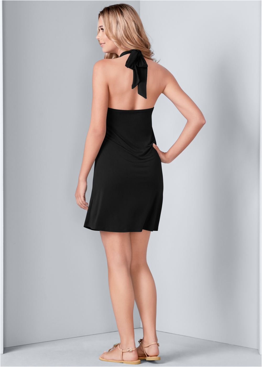 Venus Halter Tie Dress - Black