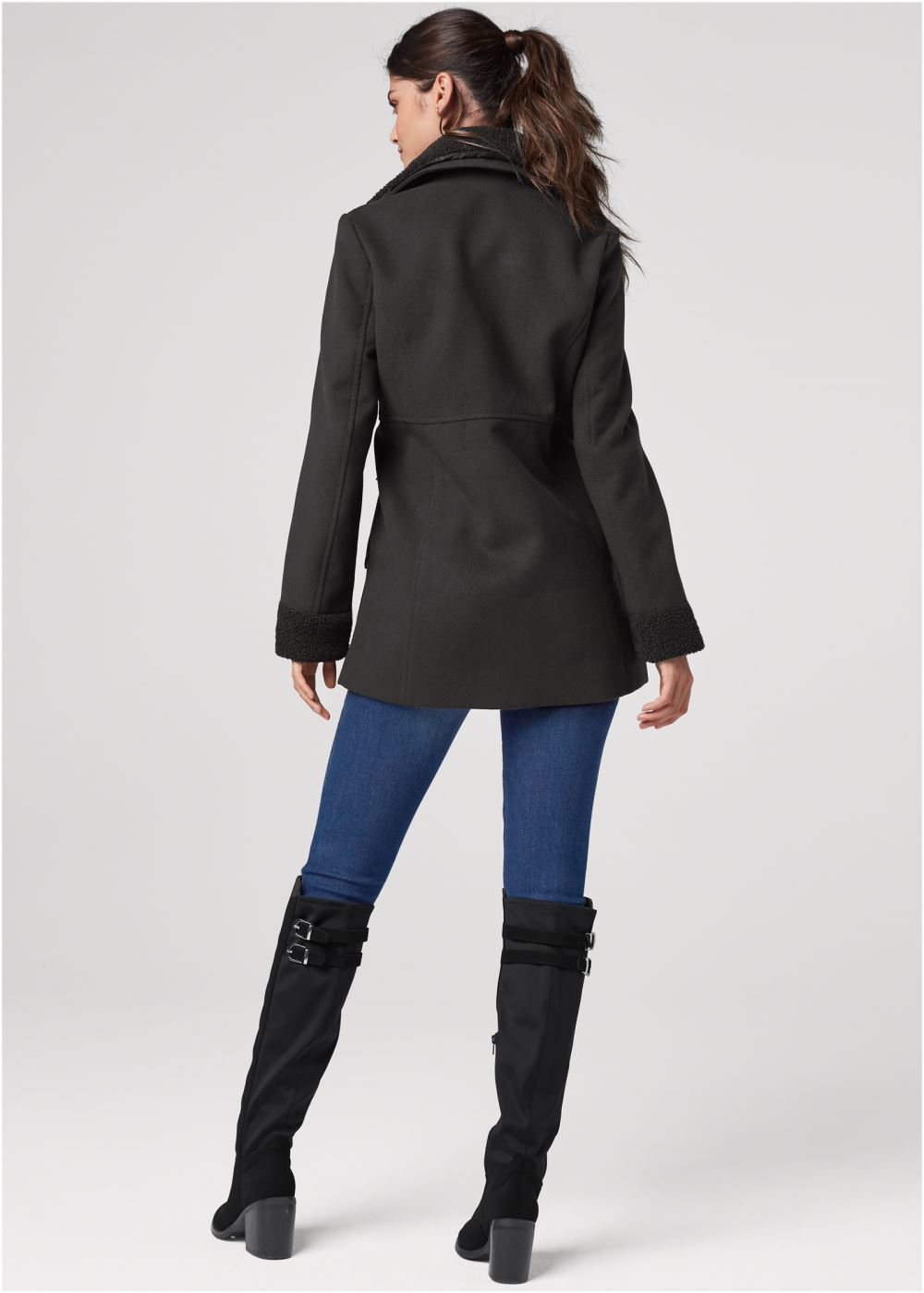 Venus Mid-Length Moto Jacket in Black