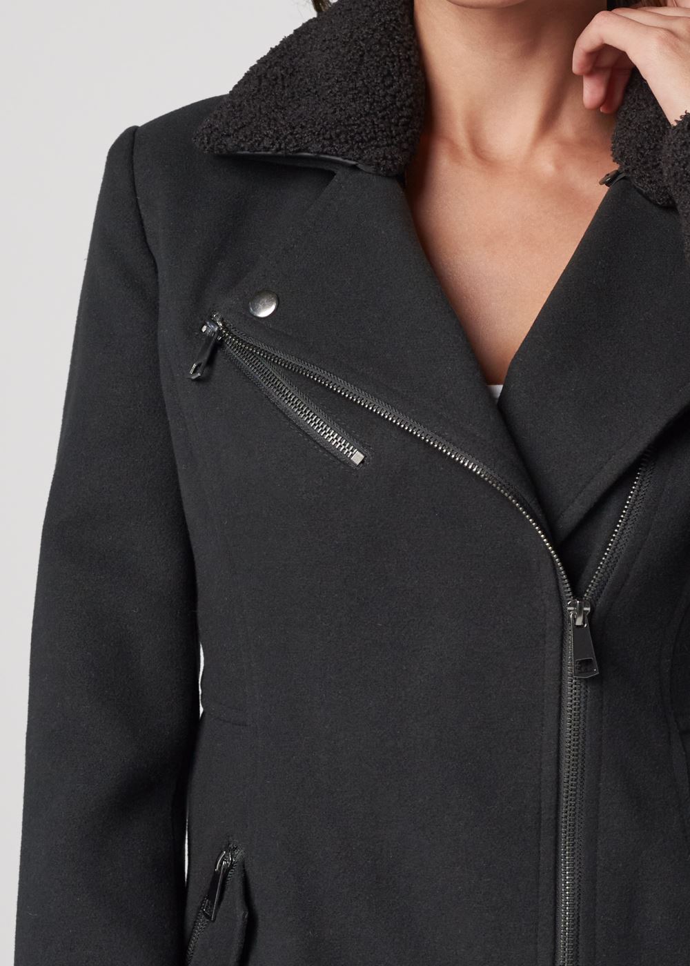 Venus Mid-Length Moto Jacket in Black