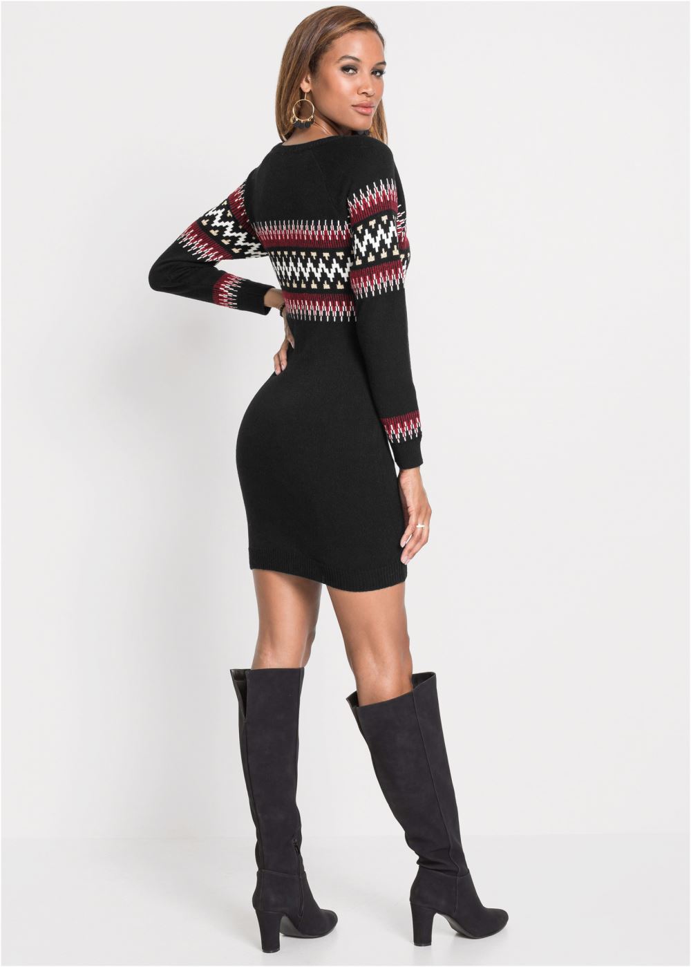 Venus Printed Sweater Dress - Black Multi