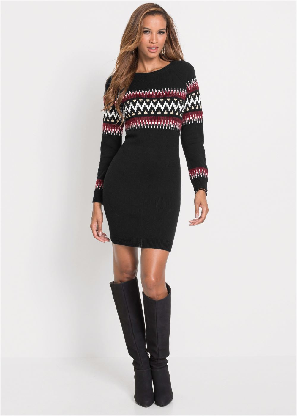Venus Printed Sweater Dress - Black Multi