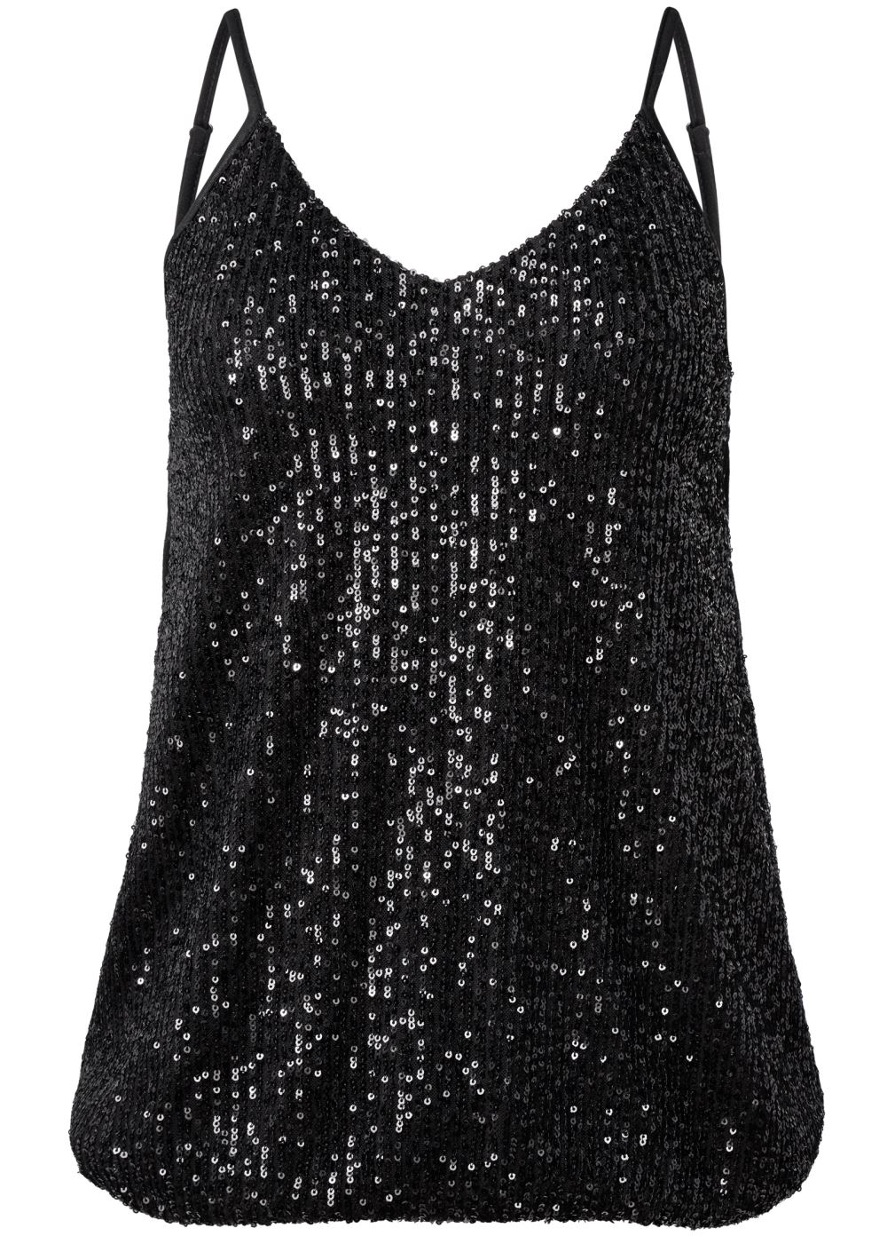 Venus Sequin Tank Top in Black