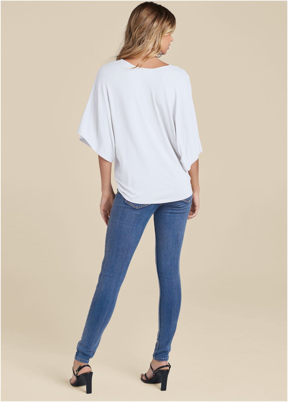 Venus Knot Twist V-Neck Tee in White